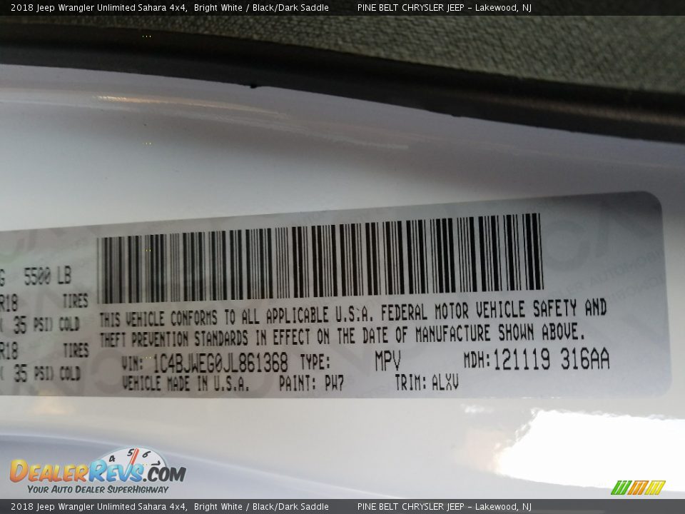 2018 Jeep Wrangler Unlimited Sahara 4x4 Bright White / Black/Dark Saddle Photo #9