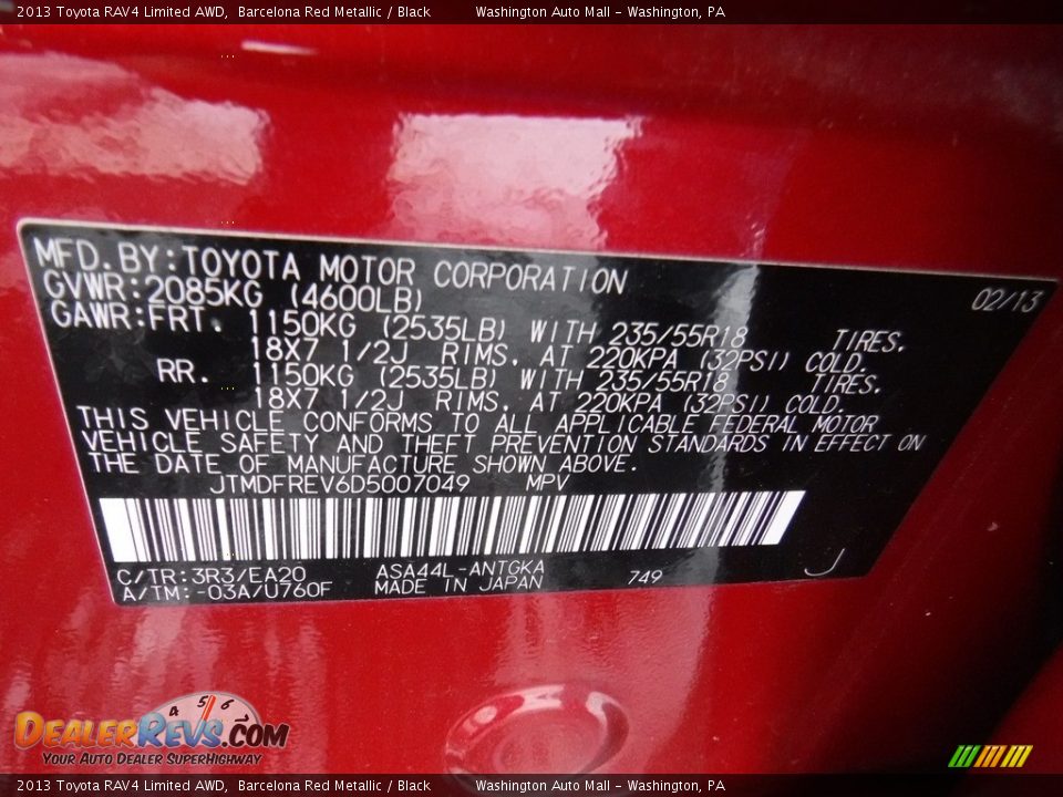 2013 Toyota RAV4 Limited AWD Barcelona Red Metallic / Black Photo #29