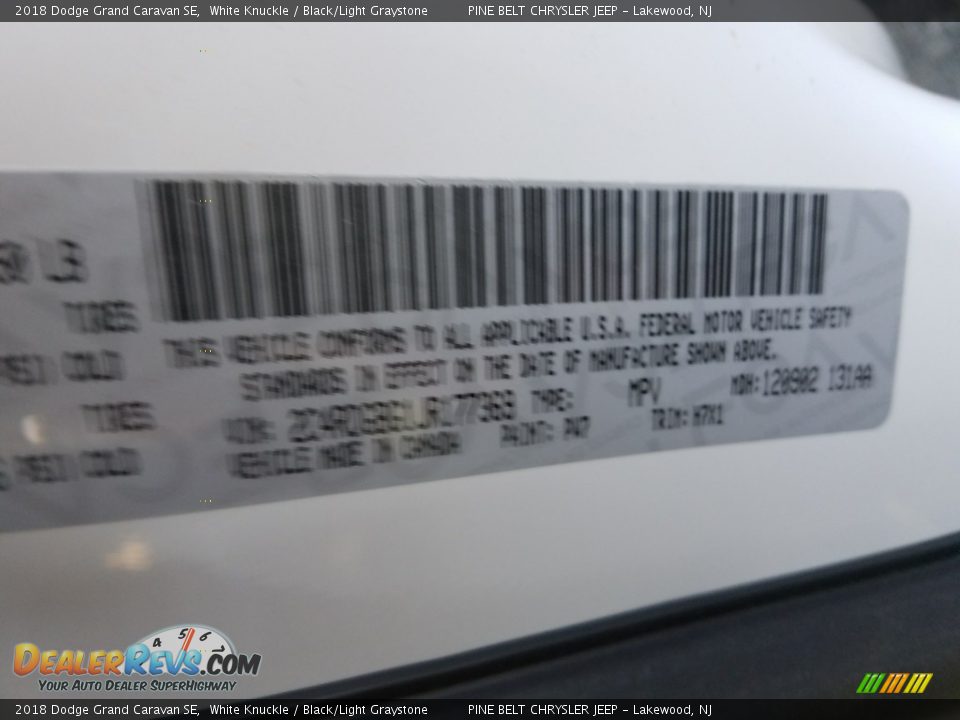 2018 Dodge Grand Caravan SE White Knuckle / Black/Light Graystone Photo #9