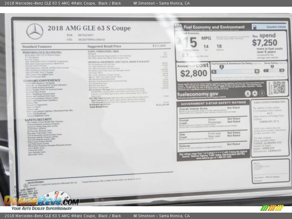 2018 Mercedes-Benz GLE 63 S AMG 4Matic Coupe Black / Black Photo #17