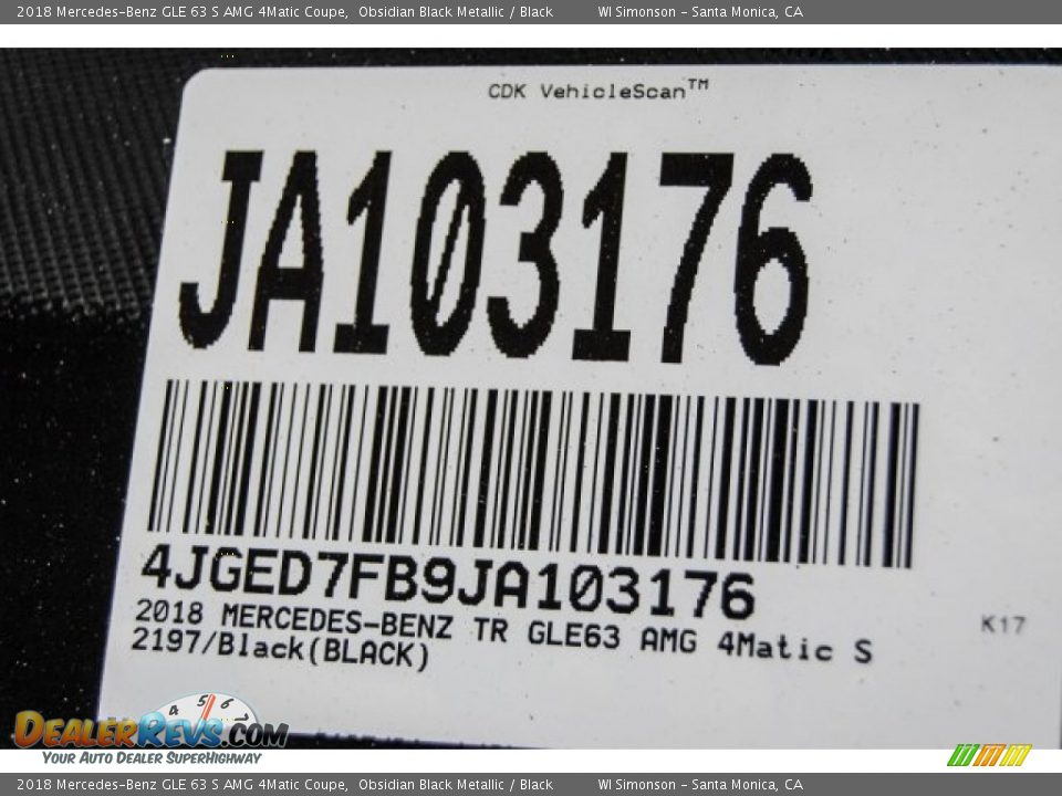 2018 Mercedes-Benz GLE 63 S AMG 4Matic Coupe Obsidian Black Metallic / Black Photo #13