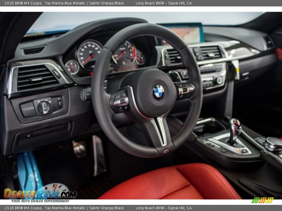 2018 BMW M4 Coupe Yas Marina Blue Metallic / Sakhir Orange/Black Photo #6