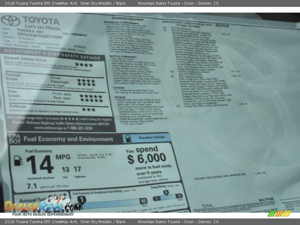 2018 Toyota Tundra SR5 CrewMax 4x4 Silver Sky Metallic / Black Photo #10