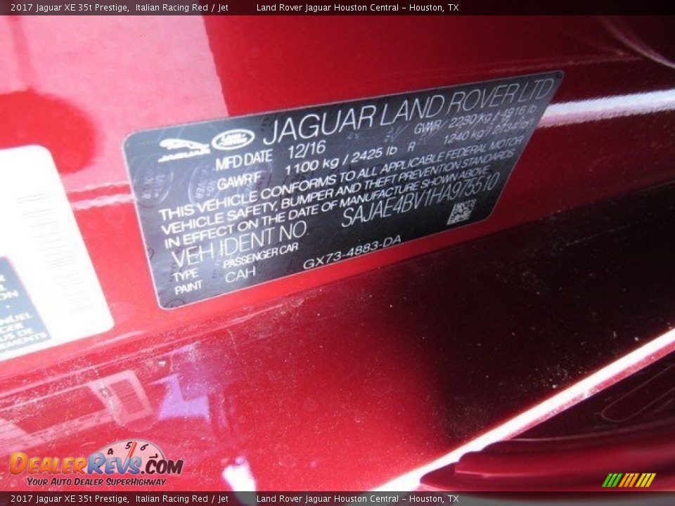 2017 Jaguar XE 35t Prestige Italian Racing Red / Jet Photo #21