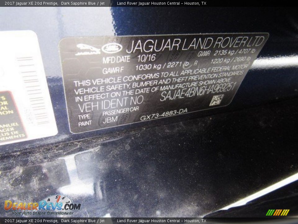 2017 Jaguar XE 20d Prestige Dark Sapphire Blue / Jet Photo #21