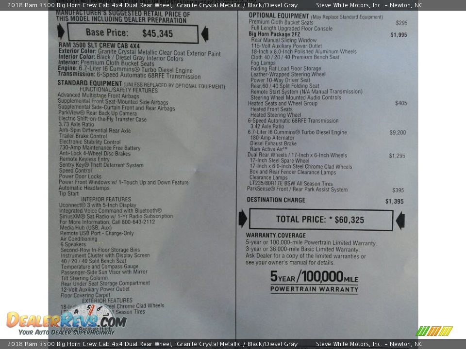 2018 Ram 3500 Big Horn Crew Cab 4x4 Dual Rear Wheel Granite Crystal Metallic / Black/Diesel Gray Photo #31