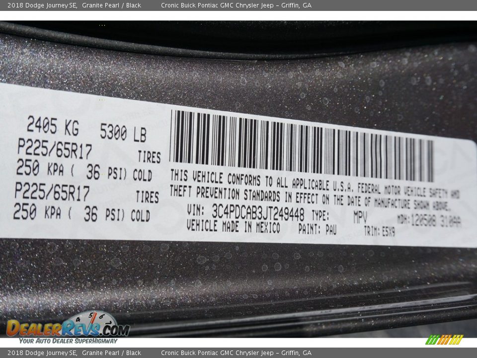 2018 Dodge Journey SE Granite Pearl / Black Photo #13
