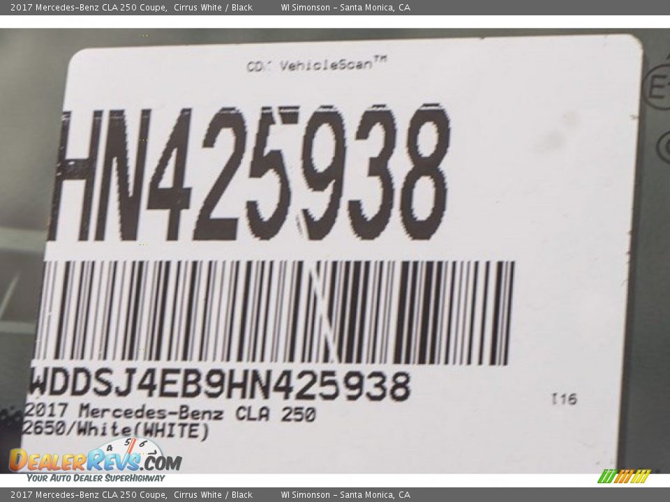 2017 Mercedes-Benz CLA 250 Coupe Cirrus White / Black Photo #8