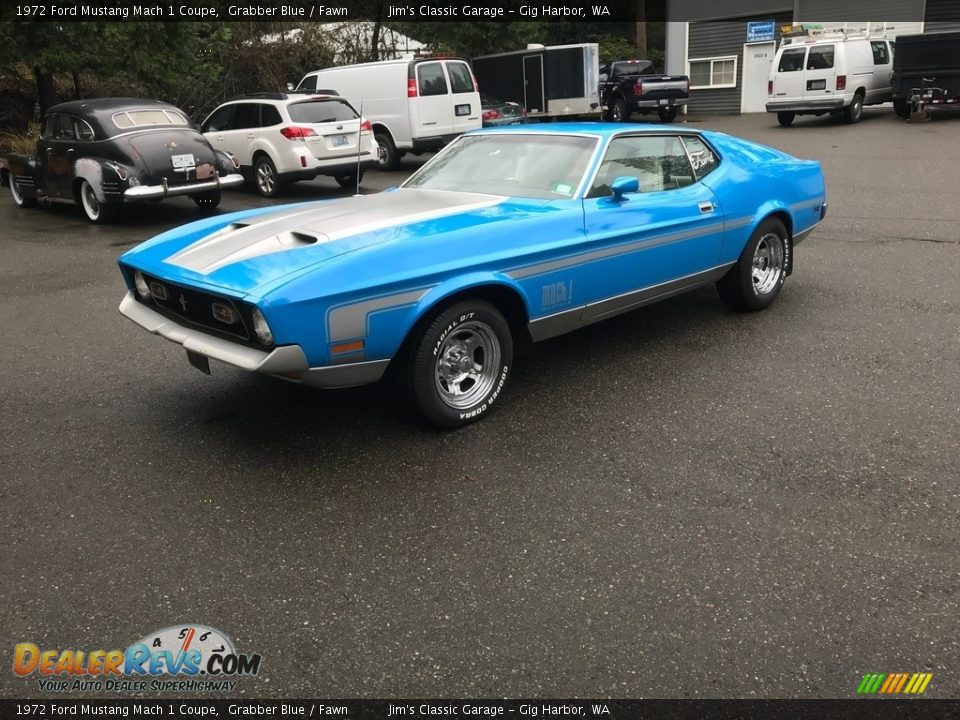 1972 Ford Mustang Mach 1 Coupe Grabber Blue / Fawn Photo #12