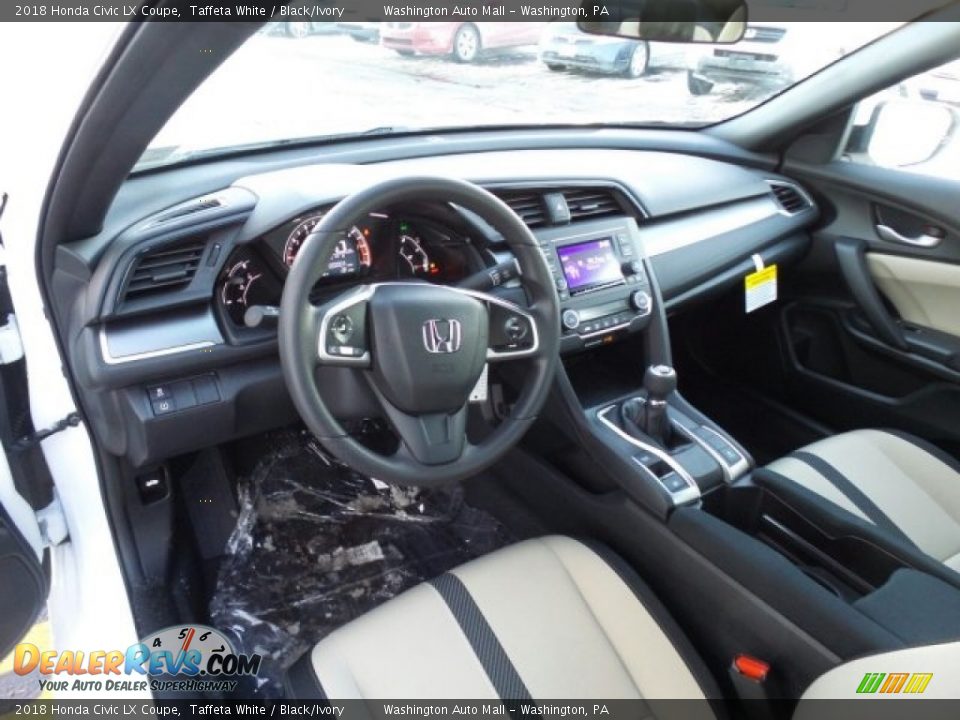 Black/Ivory Interior - 2018 Honda Civic LX Coupe Photo #6