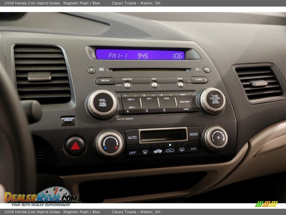 2008 Honda Civic Hybrid Sedan Magnetic Pearl / Blue Photo #9