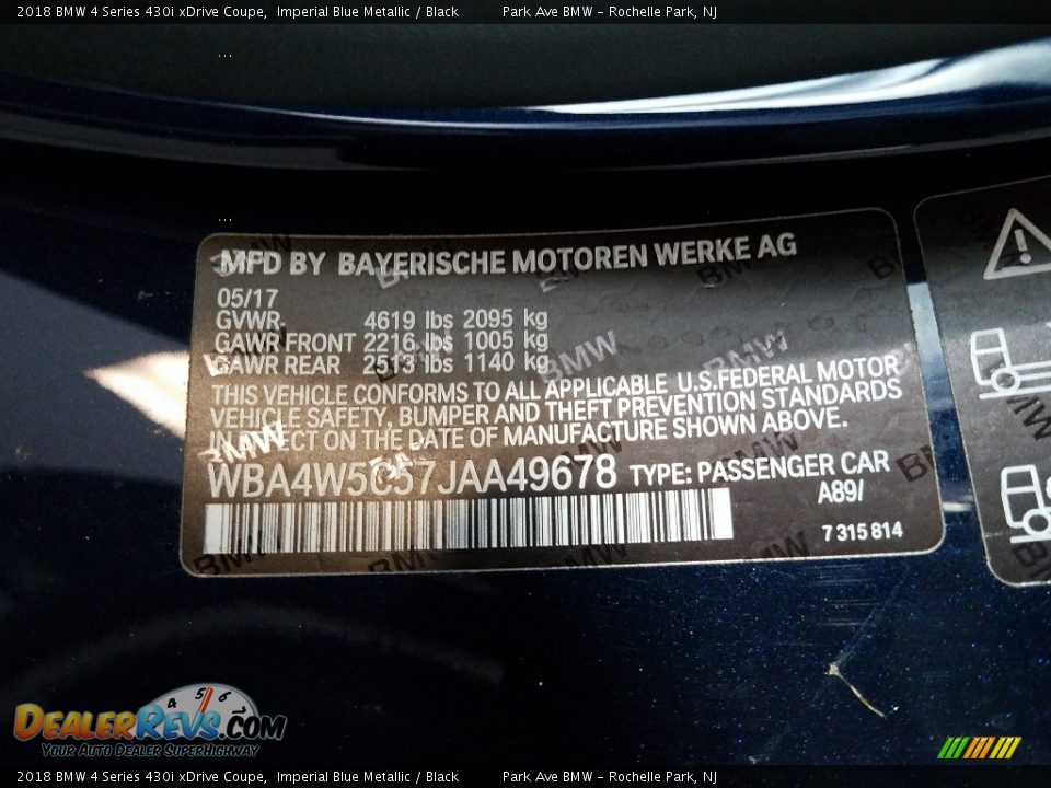 2018 BMW 4 Series 430i xDrive Coupe Imperial Blue Metallic / Black Photo #21