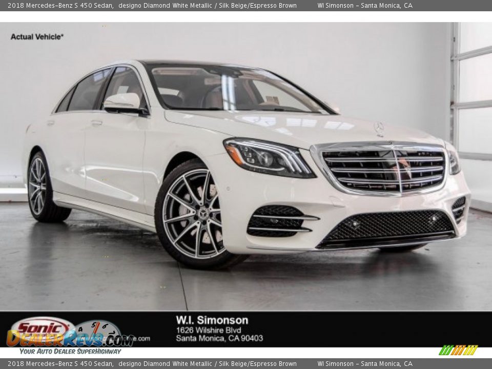 2018 Mercedes-Benz S 450 Sedan designo Diamond White Metallic / Silk Beige/Espresso Brown Photo #1