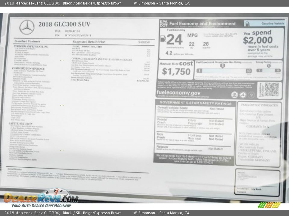 2018 Mercedes-Benz GLC 300 Black / Silk Beige/Espresso Brown Photo #11