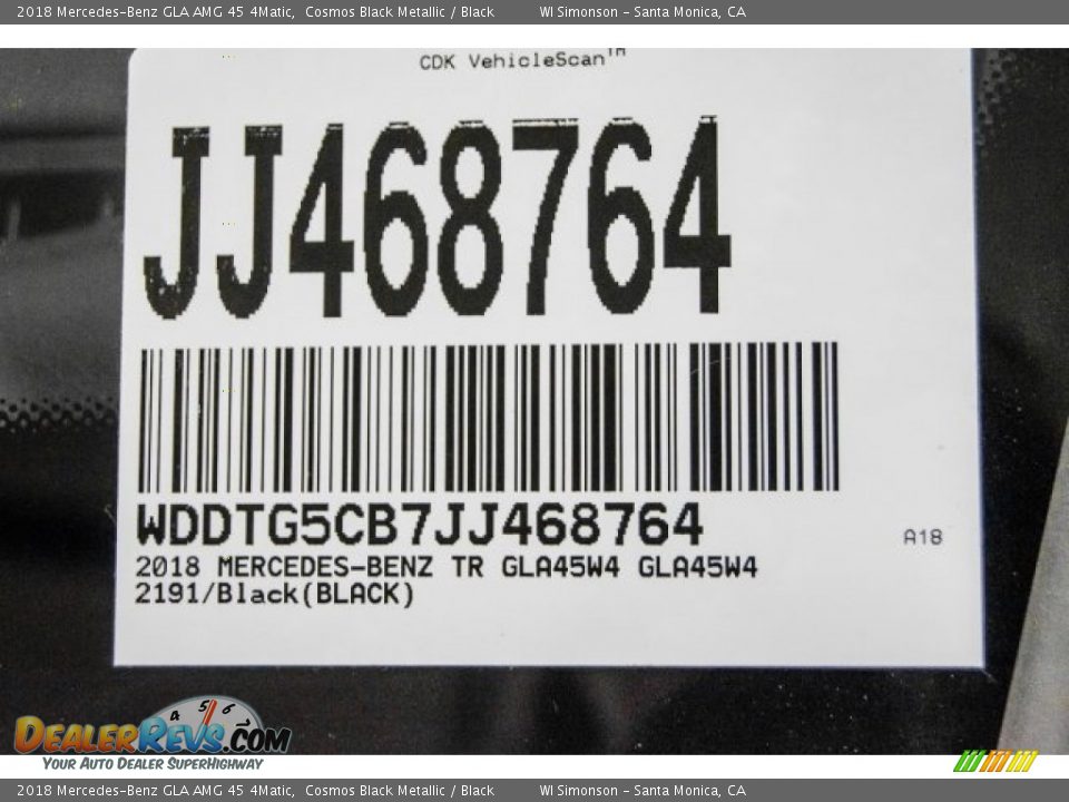 2018 Mercedes-Benz GLA AMG 45 4Matic Cosmos Black Metallic / Black Photo #13