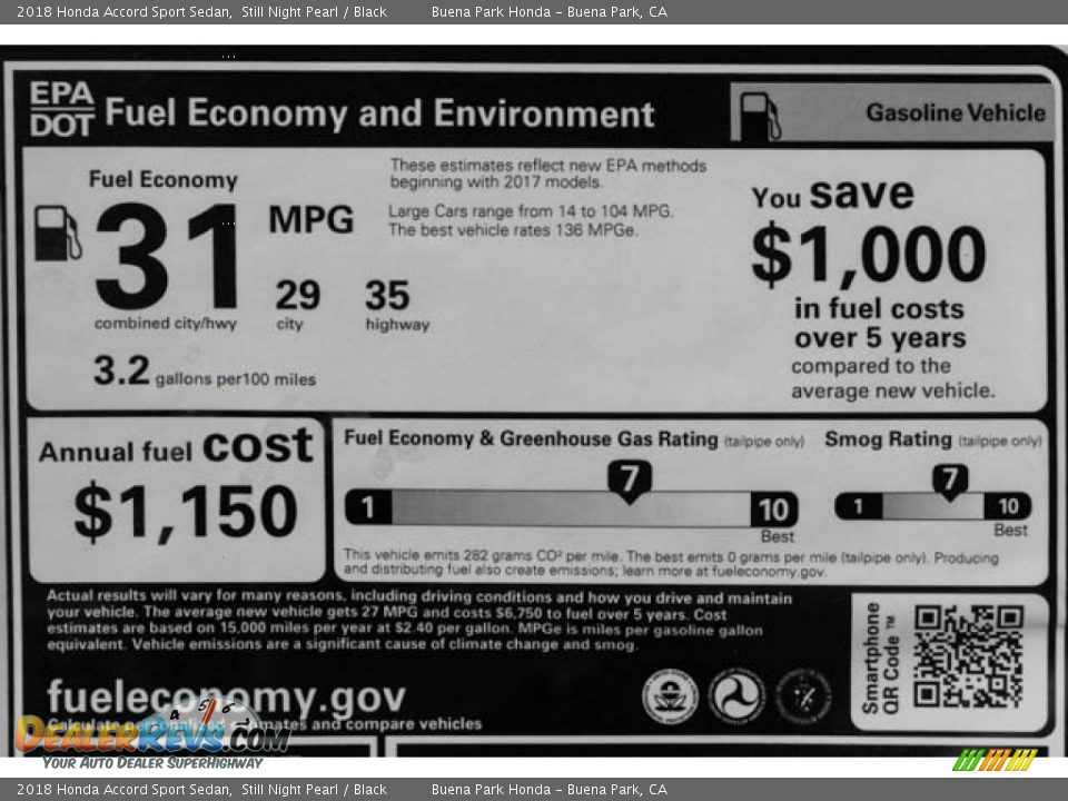 2018 Honda Accord Sport Sedan Still Night Pearl / Black Photo #17