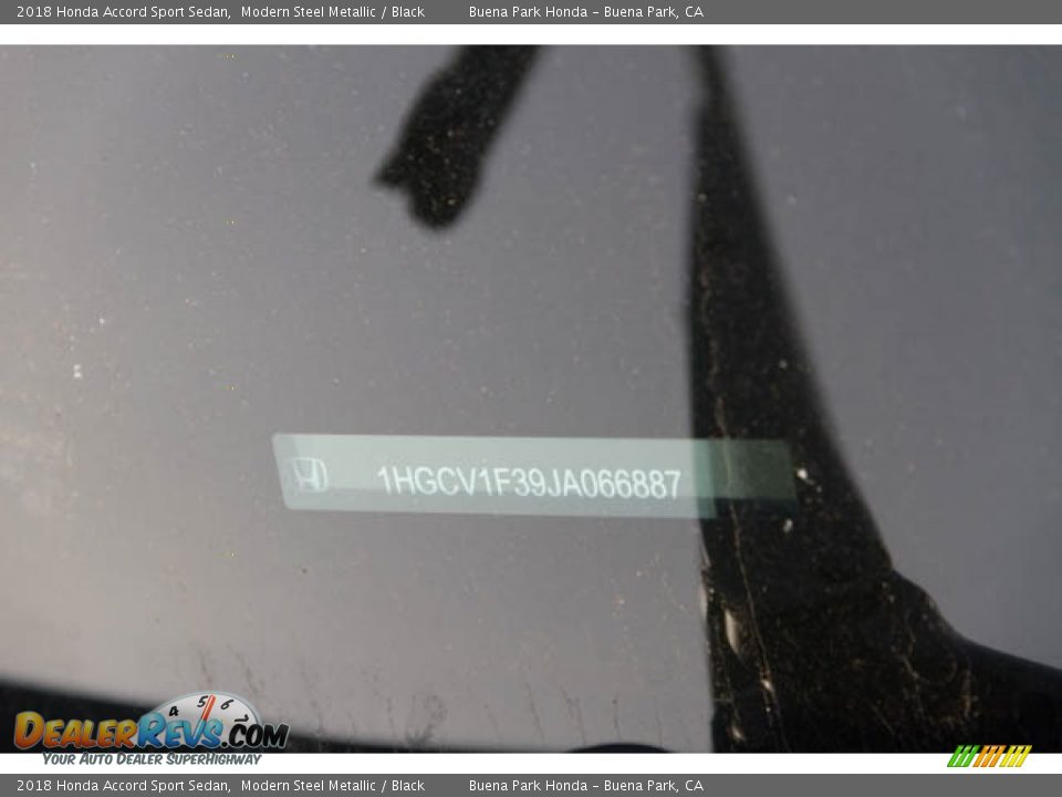 2018 Honda Accord Sport Sedan Modern Steel Metallic / Black Photo #18