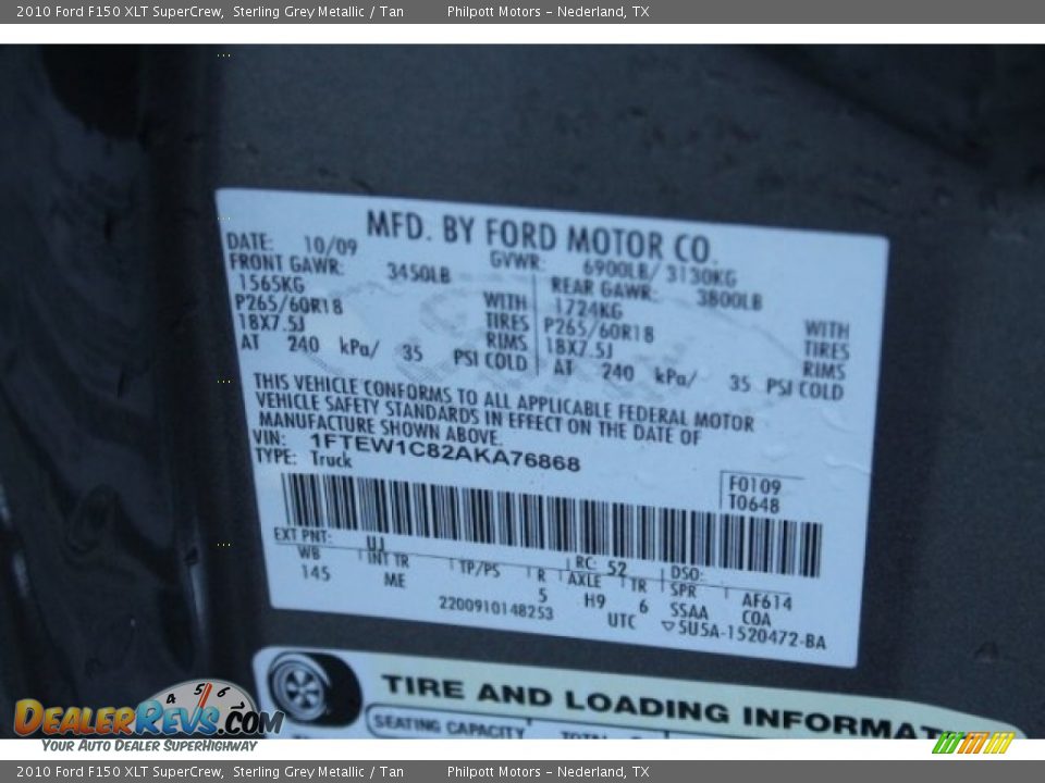 2010 Ford F150 XLT SuperCrew Sterling Grey Metallic / Tan Photo #33