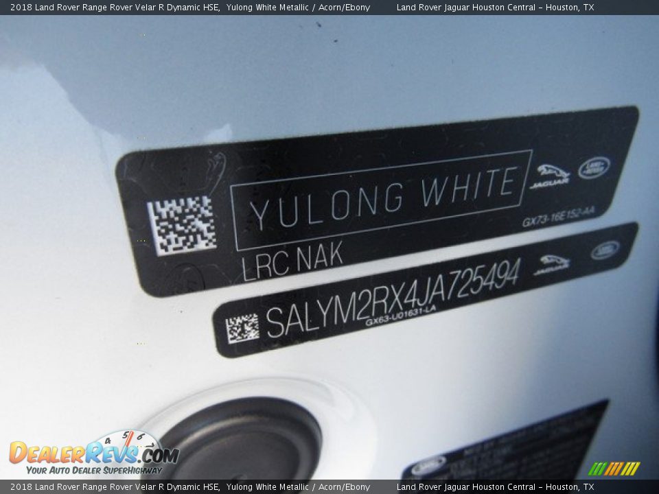 2018 Land Rover Range Rover Velar R Dynamic HSE Yulong White Metallic / Acorn/Ebony Photo #25