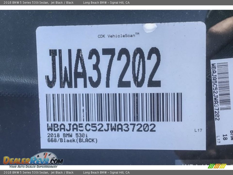 2018 BMW 5 Series 530i Sedan Jet Black / Black Photo #11