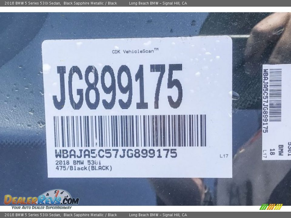 2018 BMW 5 Series 530i Sedan Black Sapphire Metallic / Black Photo #11