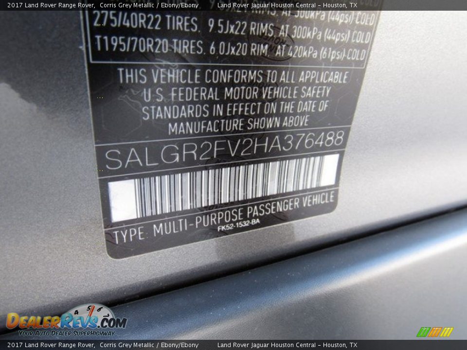 2017 Land Rover Range Rover Corris Grey Metallic / Ebony/Ebony Photo #25