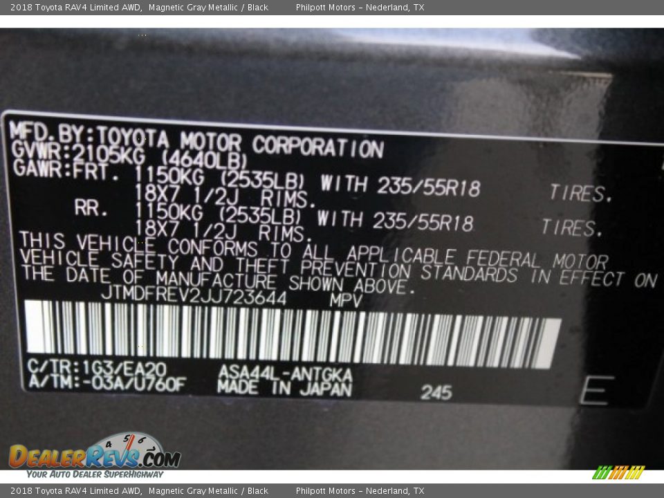 2018 Toyota RAV4 Limited AWD Magnetic Gray Metallic / Black Photo #35