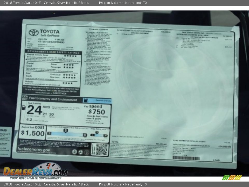 2018 Toyota Avalon XLE Celestial Silver Metallic / Black Photo #12