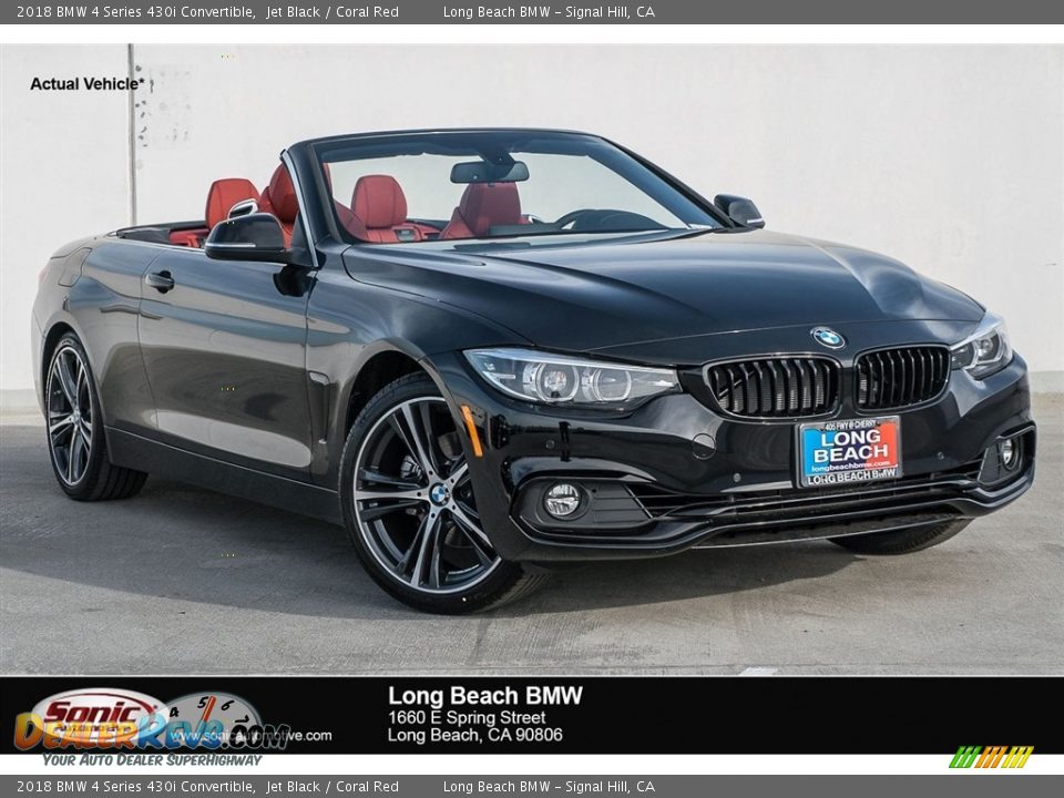 2018 BMW 4 Series 430i Convertible Jet Black / Coral Red Photo #1