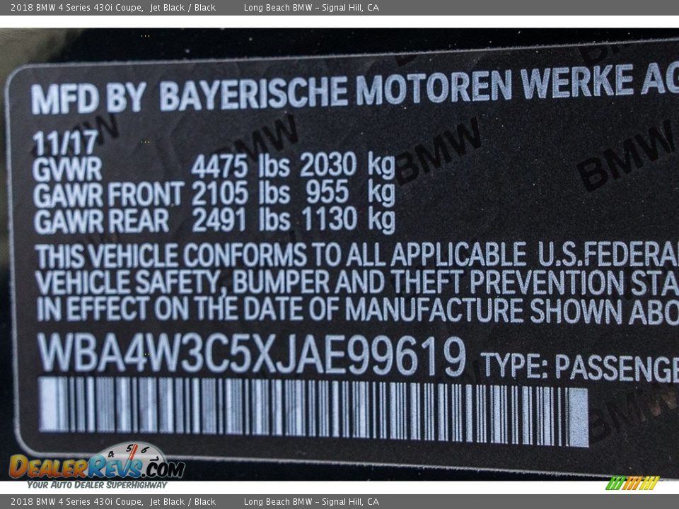 2018 BMW 4 Series 430i Coupe Jet Black / Black Photo #11