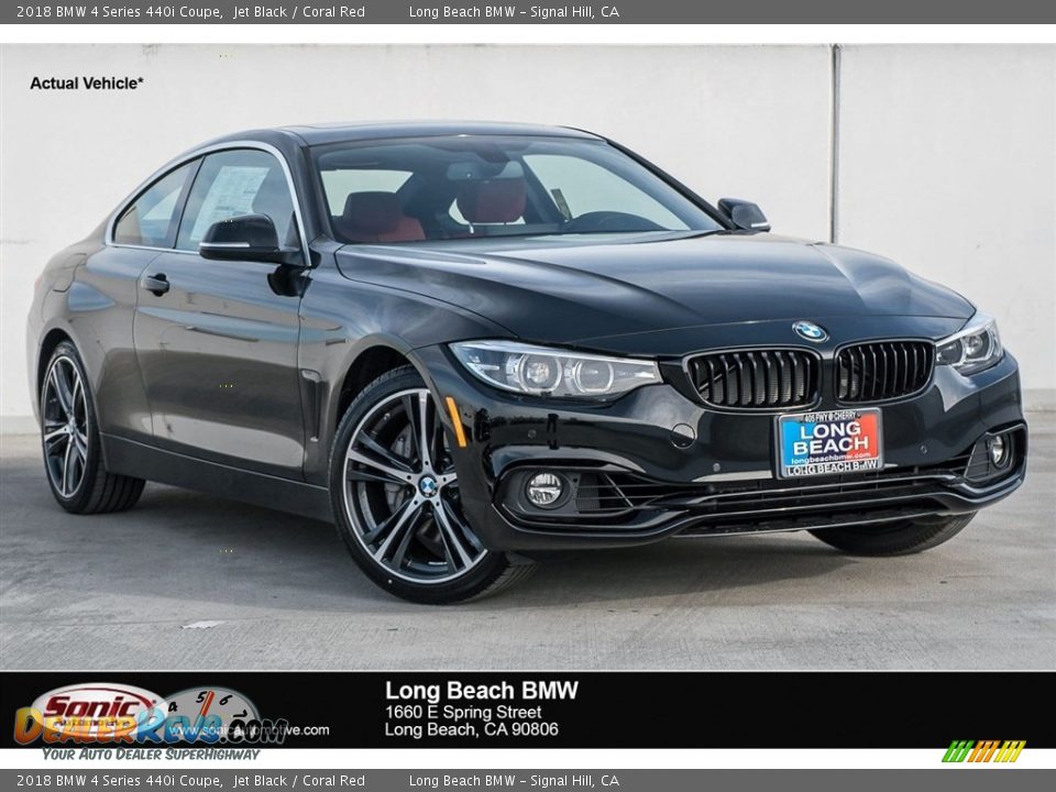 2018 BMW 4 Series 440i Coupe Jet Black / Coral Red Photo #1
