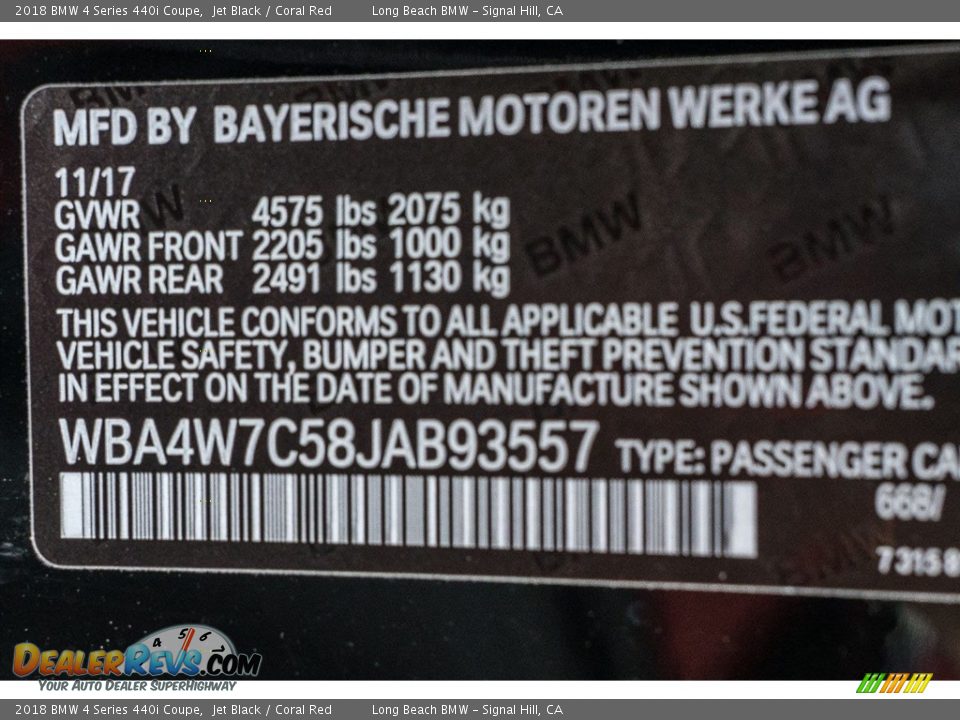 2018 BMW 4 Series 440i Coupe Jet Black / Coral Red Photo #11