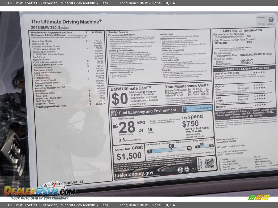 2018 BMW 3 Series 320i Sedan Mineral Grey Metallic / Black Photo #10