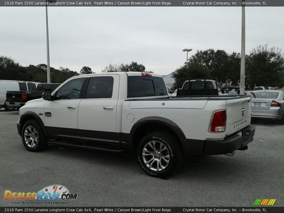 2018 Ram 1500 Laramie Longhorn Crew Cab 4x4 Pearl White / Canyon Brown/Light Frost Beige Photo #4