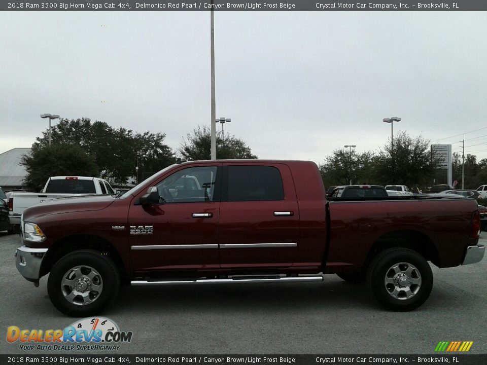 2018 Ram 3500 Big Horn Mega Cab 4x4 Delmonico Red Pearl / Canyon Brown/Light Frost Beige Photo #2