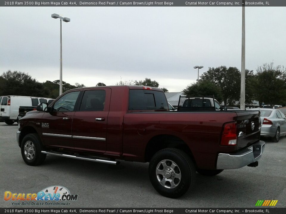 2018 Ram 3500 Big Horn Mega Cab 4x4 Delmonico Red Pearl / Canyon Brown/Light Frost Beige Photo #3