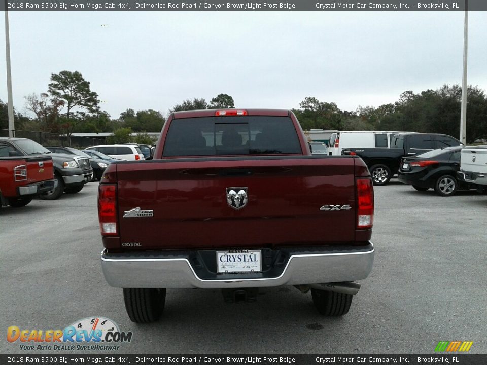 2018 Ram 3500 Big Horn Mega Cab 4x4 Delmonico Red Pearl / Canyon Brown/Light Frost Beige Photo #4