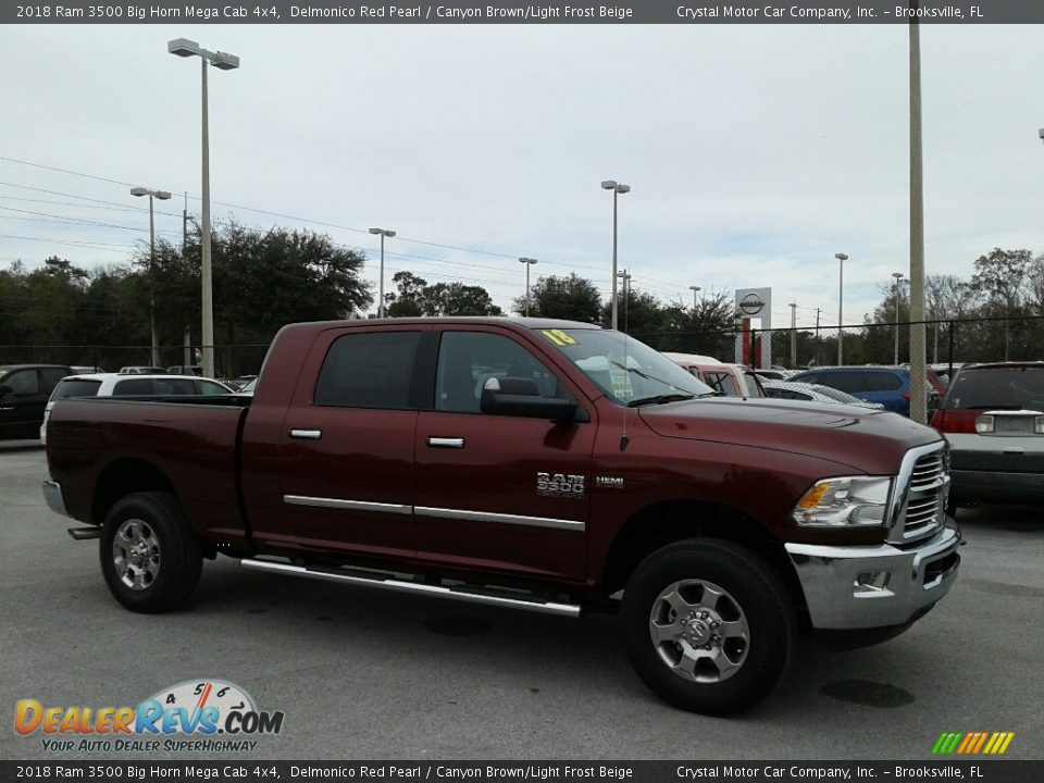 2018 Ram 3500 Big Horn Mega Cab 4x4 Delmonico Red Pearl / Canyon Brown/Light Frost Beige Photo #6