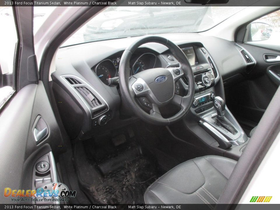 2013 Ford Focus Titanium Sedan White Platinum / Charcoal Black Photo #12