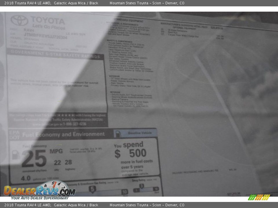 2018 Toyota RAV4 LE AWD Galactic Aqua Mica / Black Photo #10