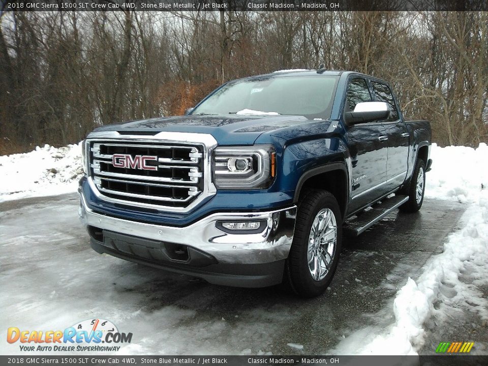 2018 GMC Sierra 1500 SLT Crew Cab 4WD Stone Blue Metallic / Jet Black Photo #1