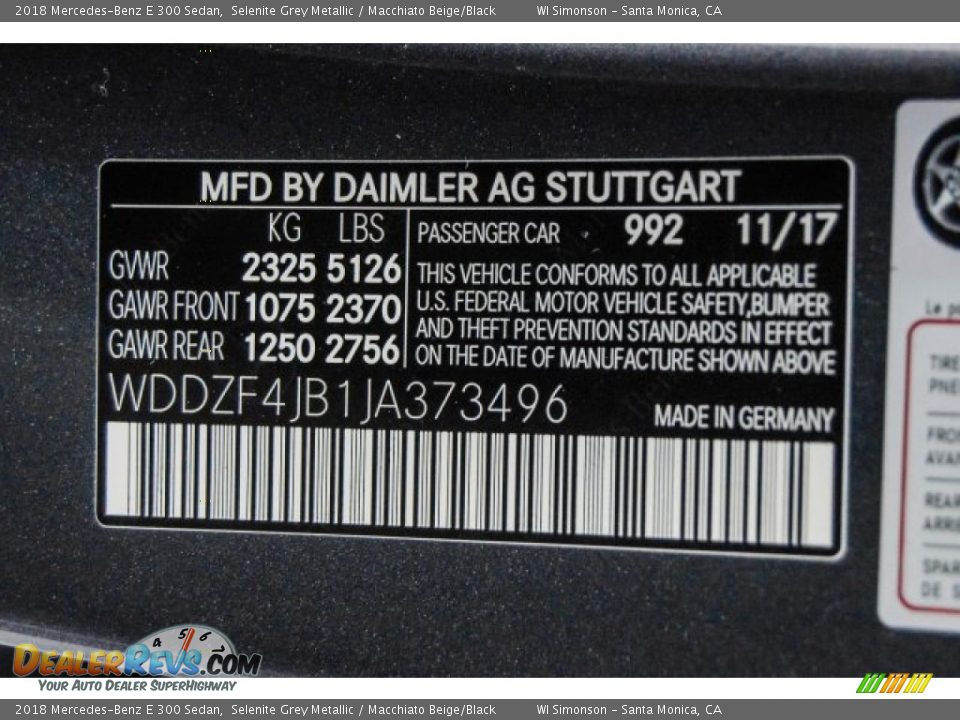 2018 Mercedes-Benz E 300 Sedan Selenite Grey Metallic / Macchiato Beige/Black Photo #10