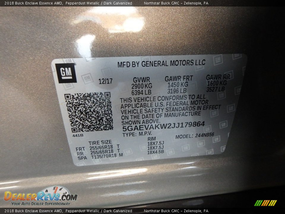 2018 Buick Enclave Essence AWD Pepperdust Metallic / Dark Galvanized Photo #16