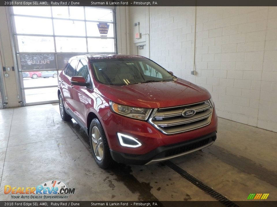 2018 Ford Edge SEL AWD Ruby Red / Dune Photo #1