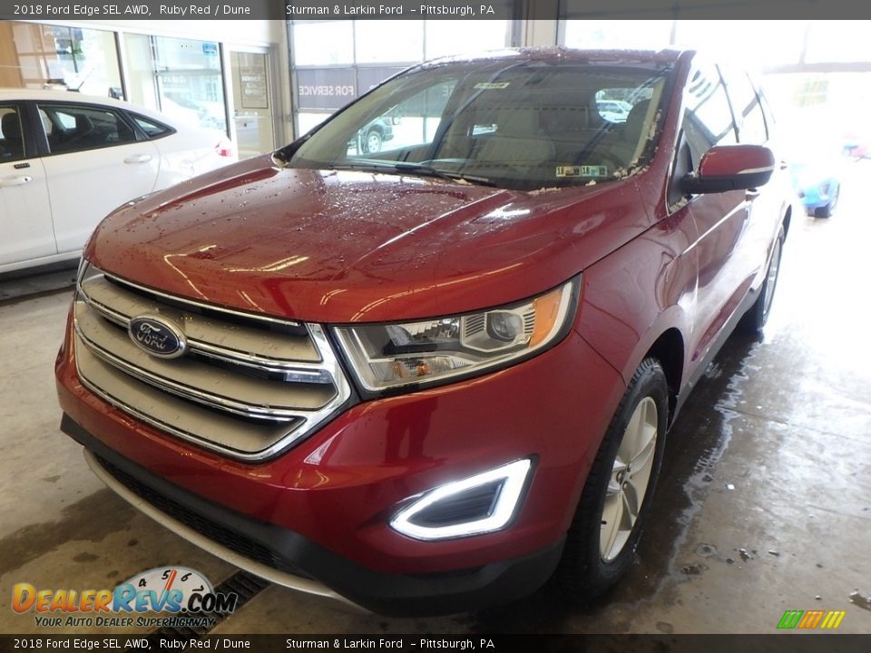2018 Ford Edge SEL AWD Ruby Red / Dune Photo #4