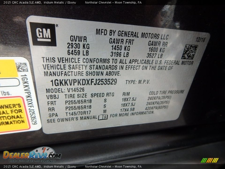 2015 GMC Acadia SLE AWD Iridium Metallic / Ebony Photo #28