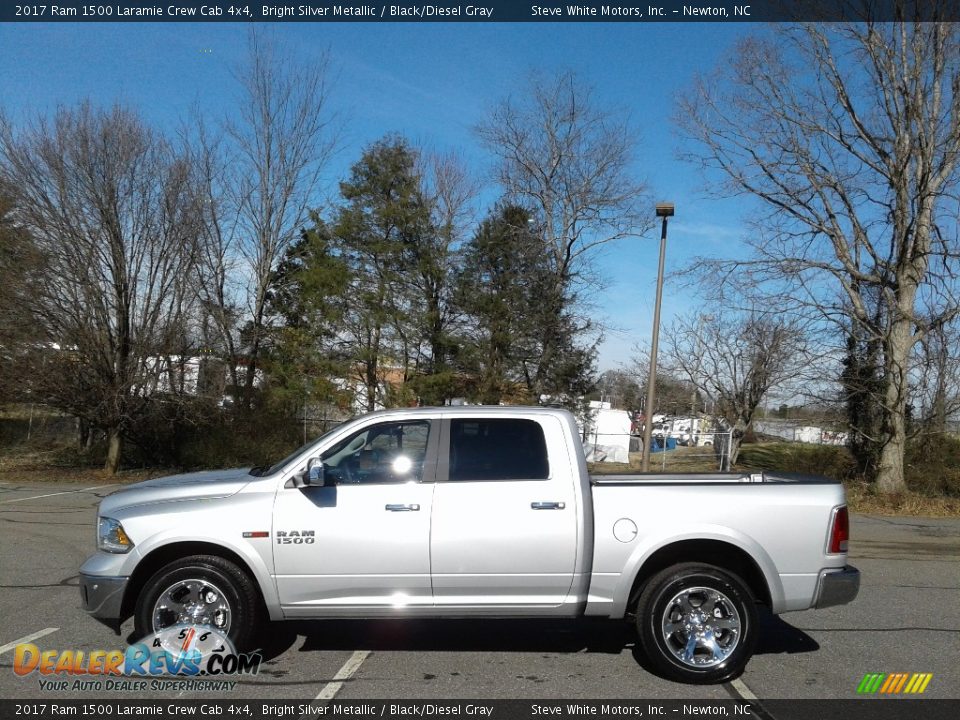 2017 Ram 1500 Laramie Crew Cab 4x4 Bright Silver Metallic / Black/Diesel Gray Photo #1