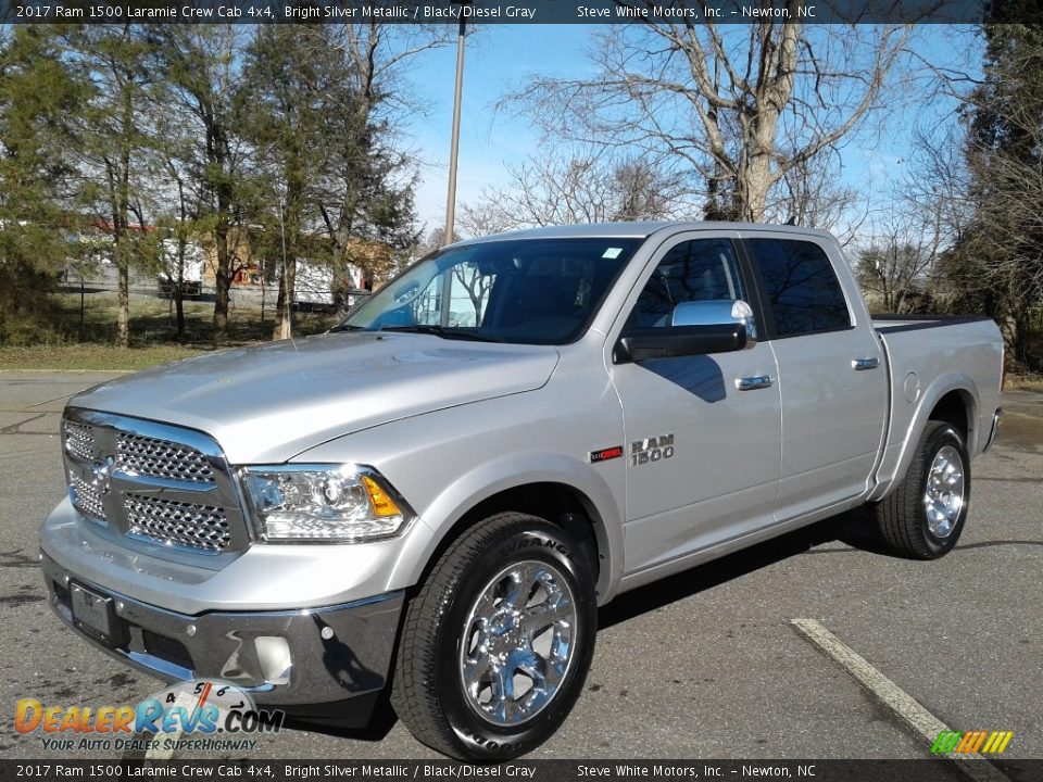 2017 Ram 1500 Laramie Crew Cab 4x4 Bright Silver Metallic / Black/Diesel Gray Photo #2