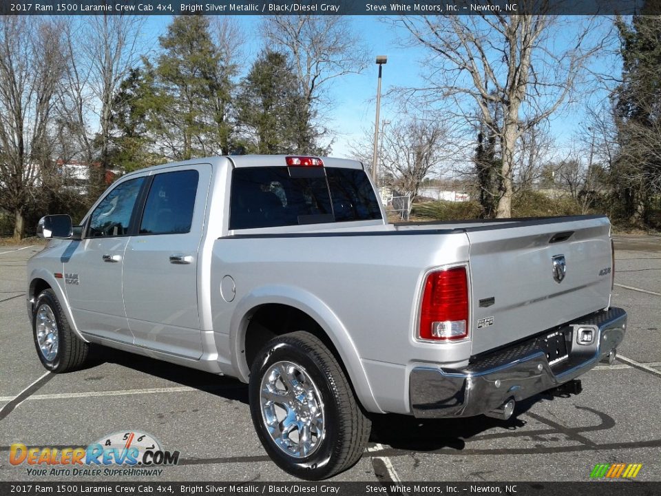 2017 Ram 1500 Laramie Crew Cab 4x4 Bright Silver Metallic / Black/Diesel Gray Photo #8