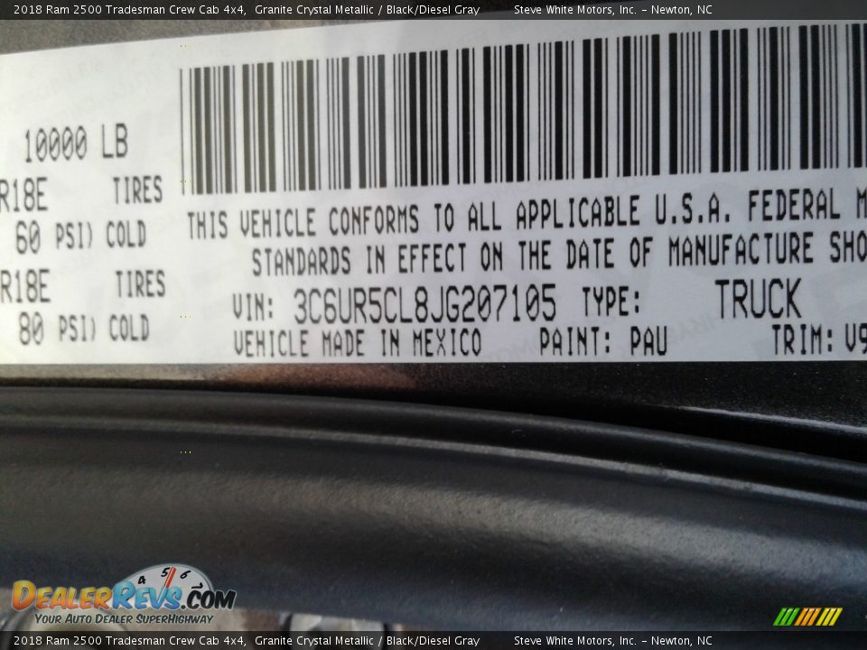 2018 Ram 2500 Tradesman Crew Cab 4x4 Granite Crystal Metallic / Black/Diesel Gray Photo #30